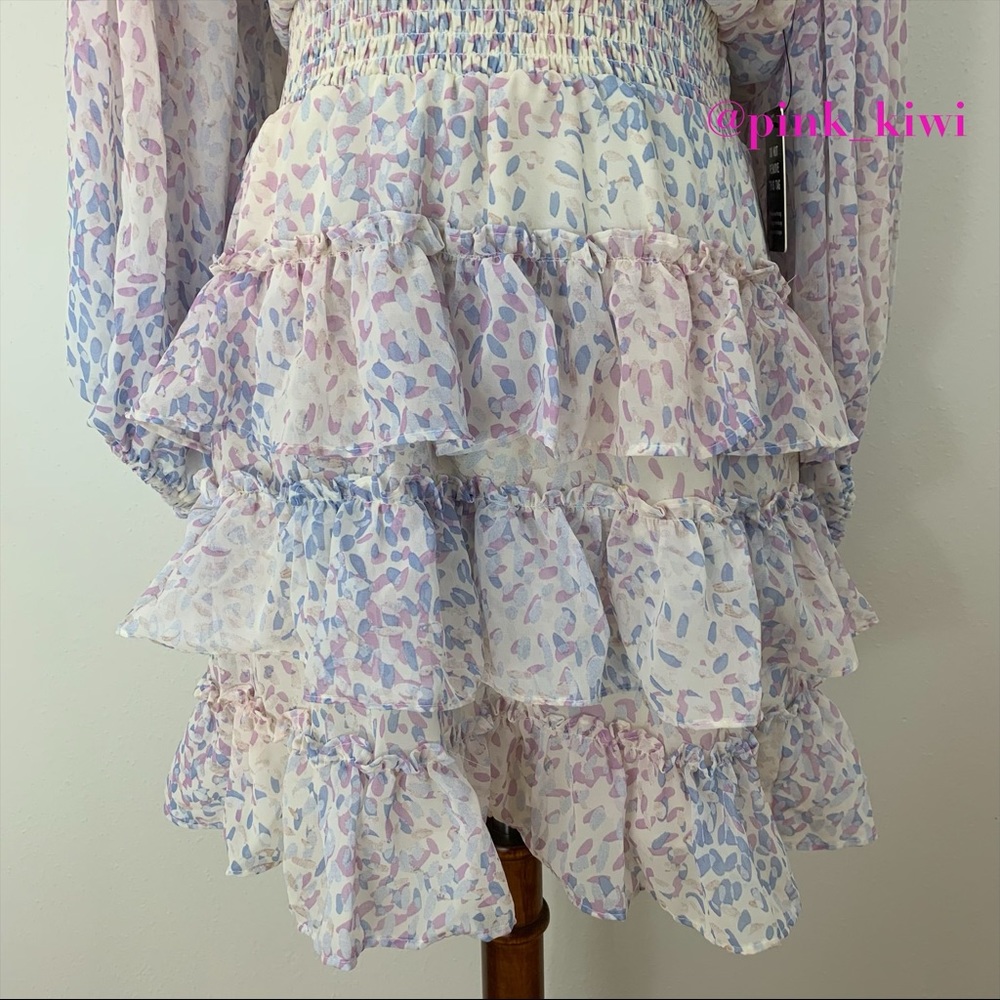 Express Printed Tiered Ruffle Mini Dress - Picture 7 of 17